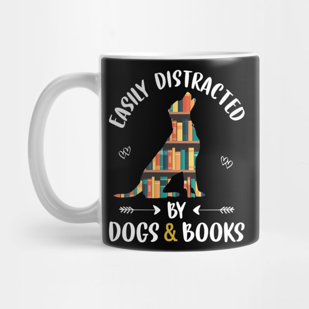 Easily Distracted By Dog And Books Funny Reading Lover Girls by Sowrav